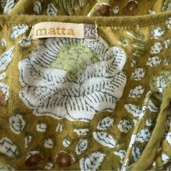 Matta yamini booj Green and White Long Sleeve Tiered Dress size xs - Picture 6 of 6